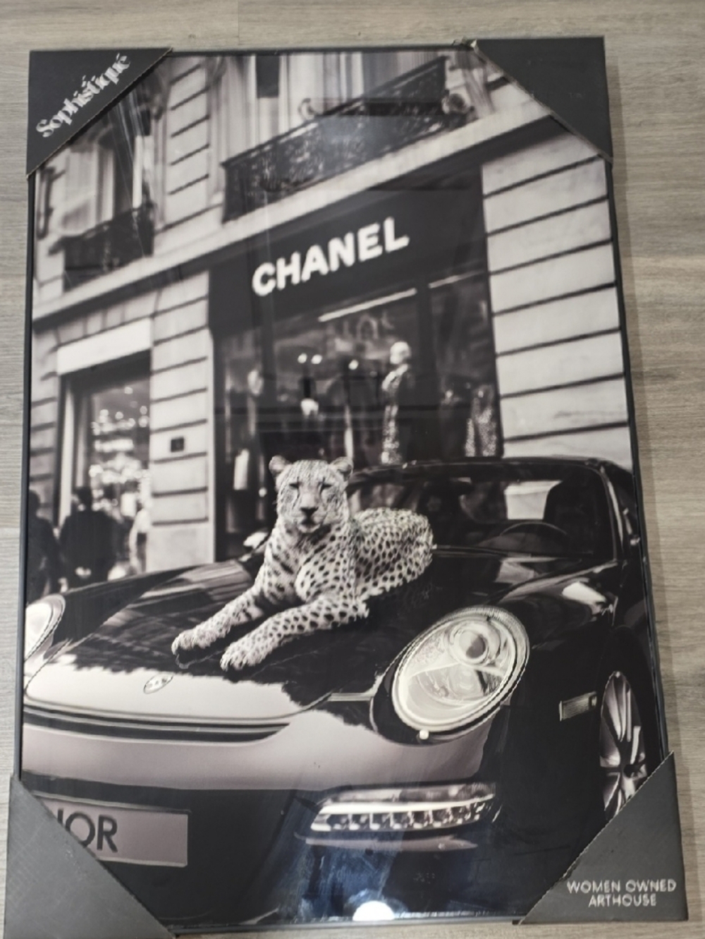 Sophistique Black & White Chanel Storefront Luxury Car Leopord Framed Wall Decor - Picture 4 of 6